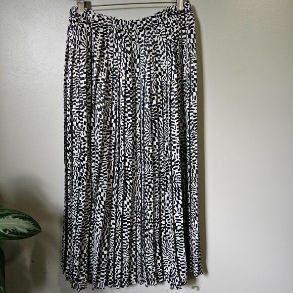 EUC VINTAGE EVAN PICONE ACCORDION BLACK WHITE PRINT MAXI SKIRT SIZE 8 / M - Picture 2 of 12